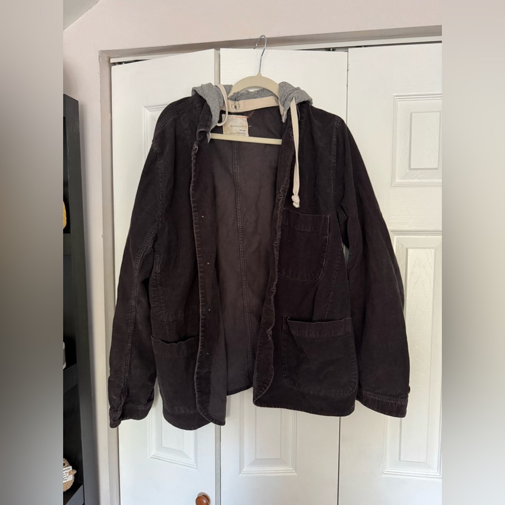 faux denim hooded jacket
